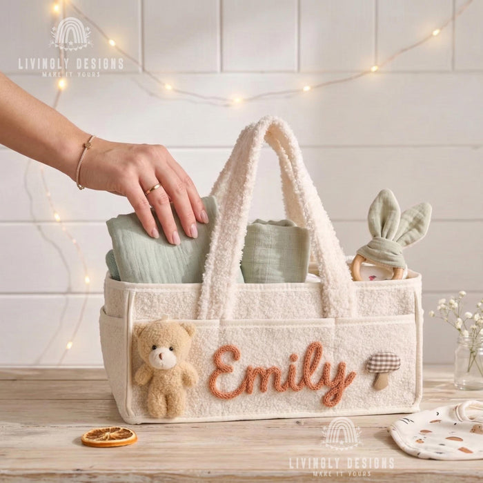 Custom Name Diaper Tote Bag with Handles