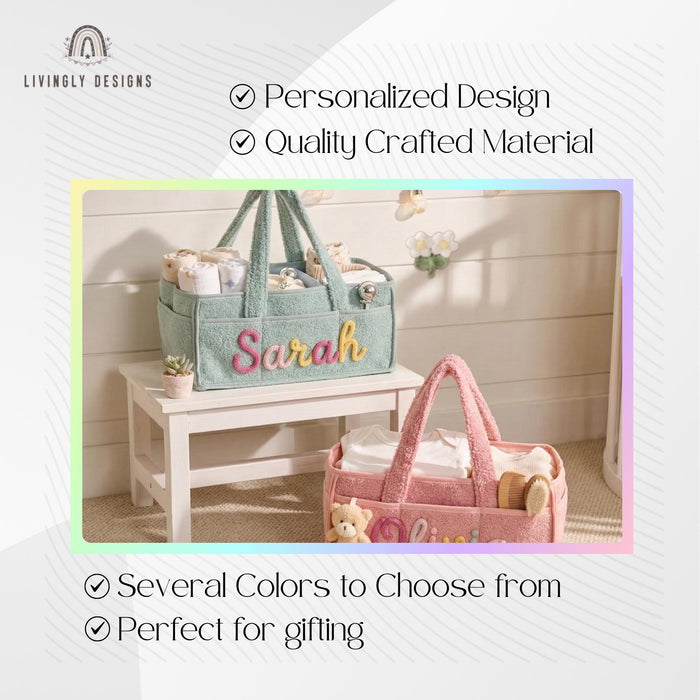 Custom Name Diaper Tote Bag with Handles