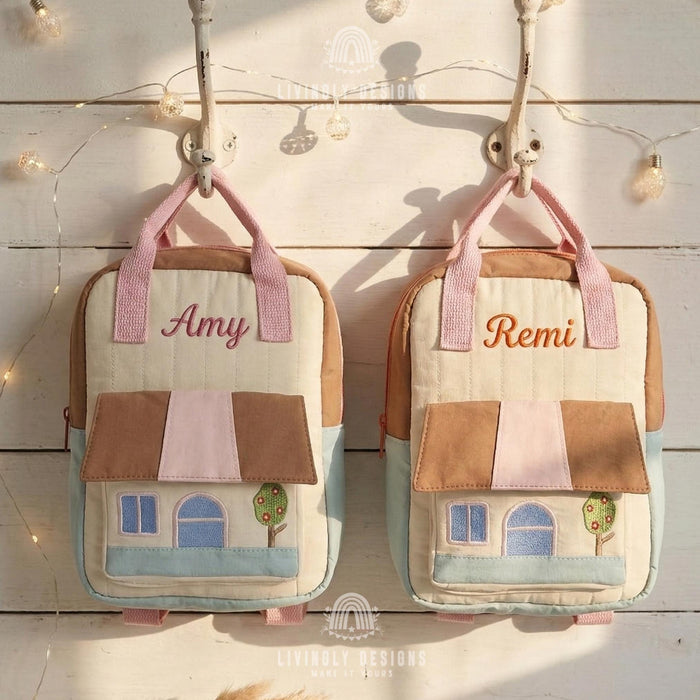 Personalized Preschool Backpack with House Design