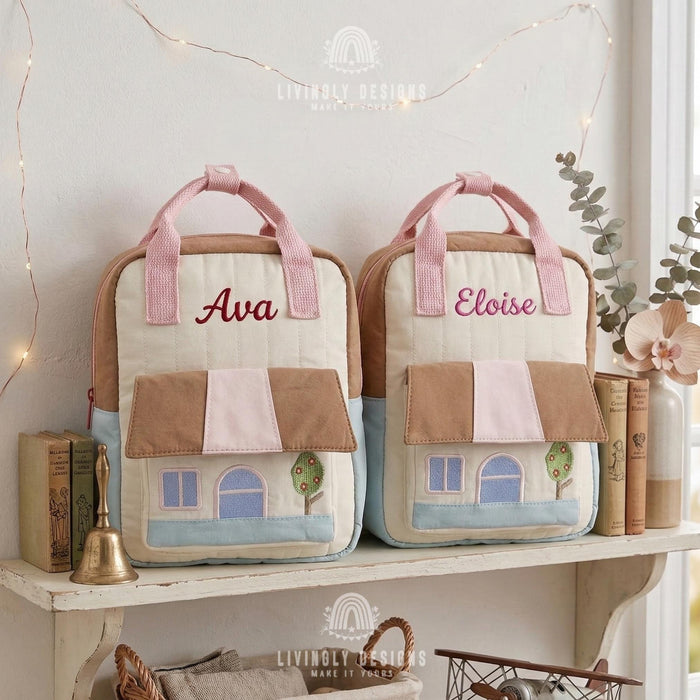Personalized Preschool Backpack with House Design