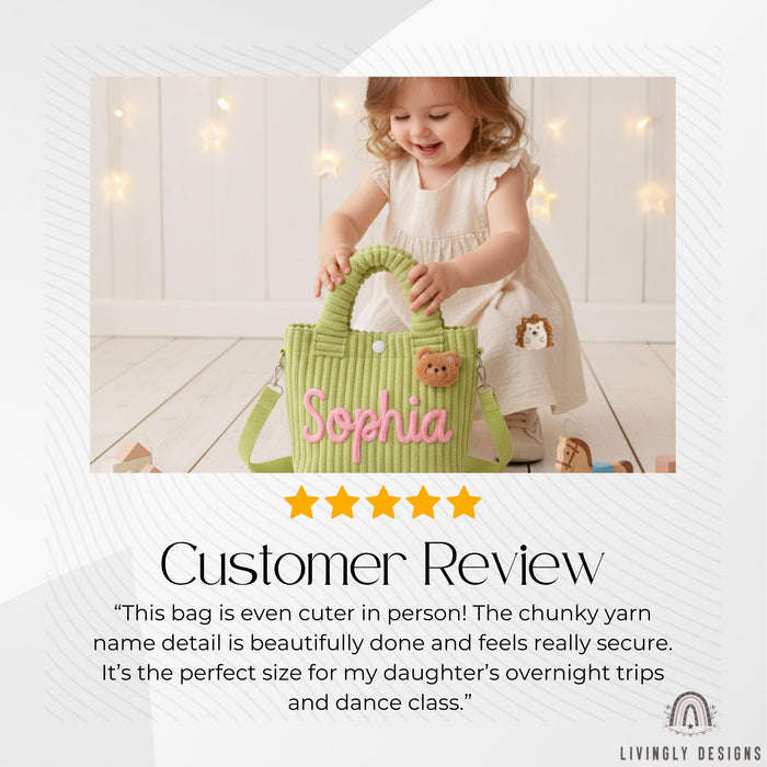 Custom Embroidered Corduroy Girls Mini Purse Bag