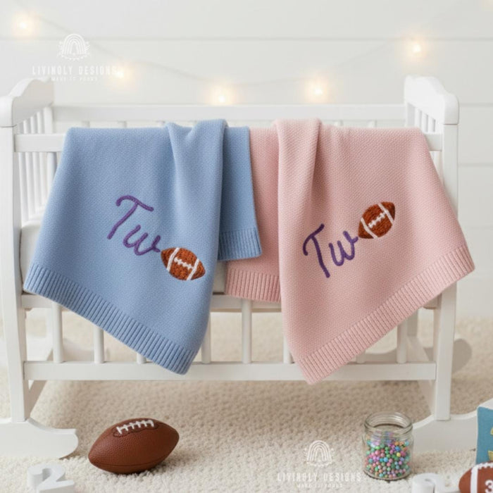 Personalized Football Baby Blanket Custom Name Sports Keepsake
