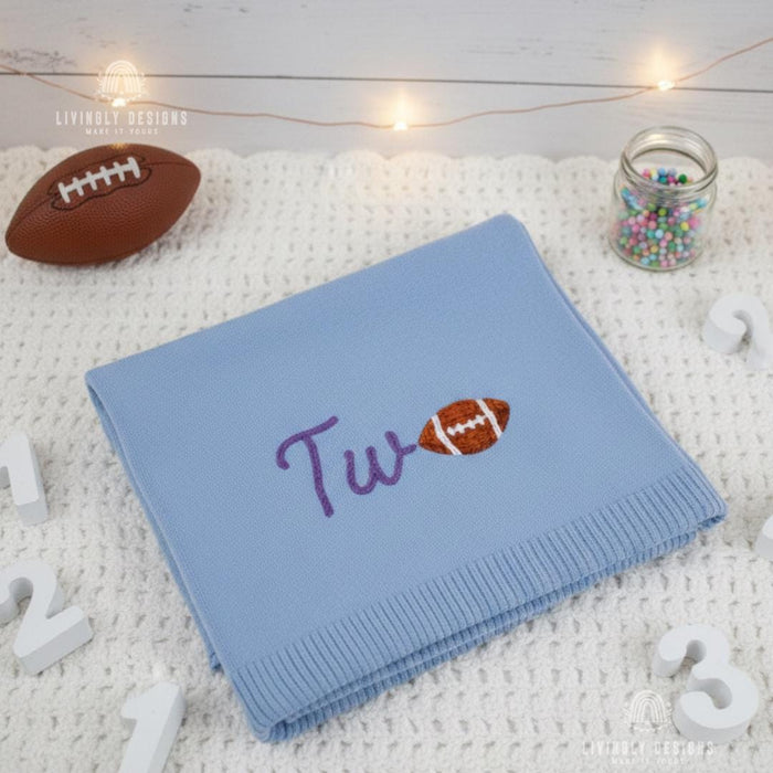 Personalized Football Baby Blanket Custom Name Sports Keepsake