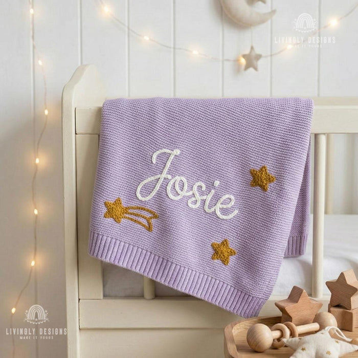 Personalized Shooting Star Knit Baby Blanket