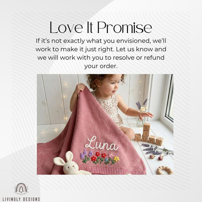 Custom Flower Bed Baby Blanket: Personalized Name Keepsake Gift
