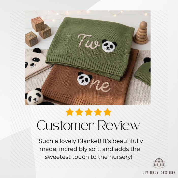 Personalized Baby Blanket: Panda Number Embroidered Birthday Blanket