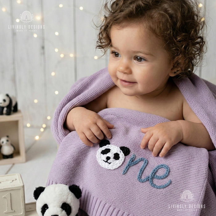 Personalized Baby Blanket: Panda Number Embroidered Birthday Blanket