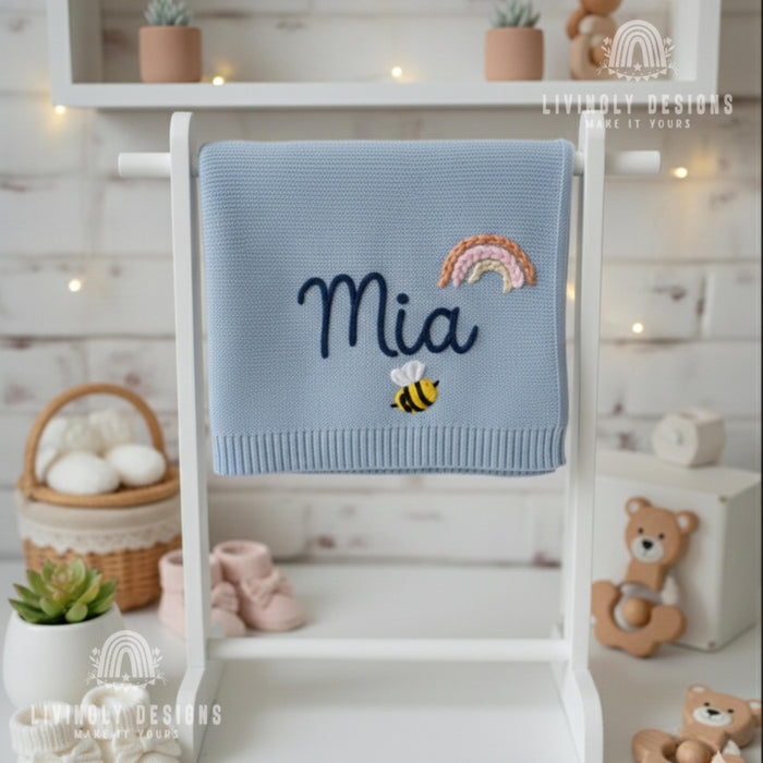 Custom Baby Name Blanket with Celestial Star Design