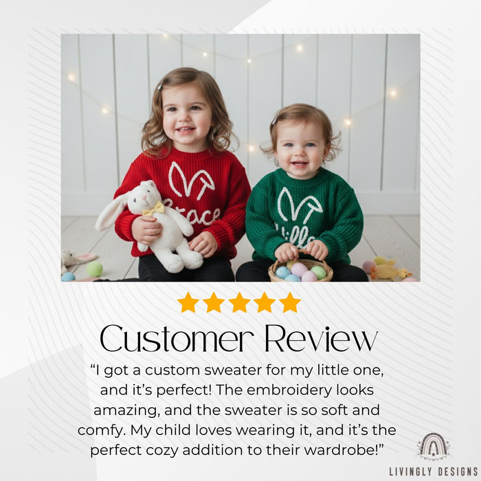 Custom Name Easter Sweater: Baby & Kids Jumper with Bunny Ears Keepsake Gift