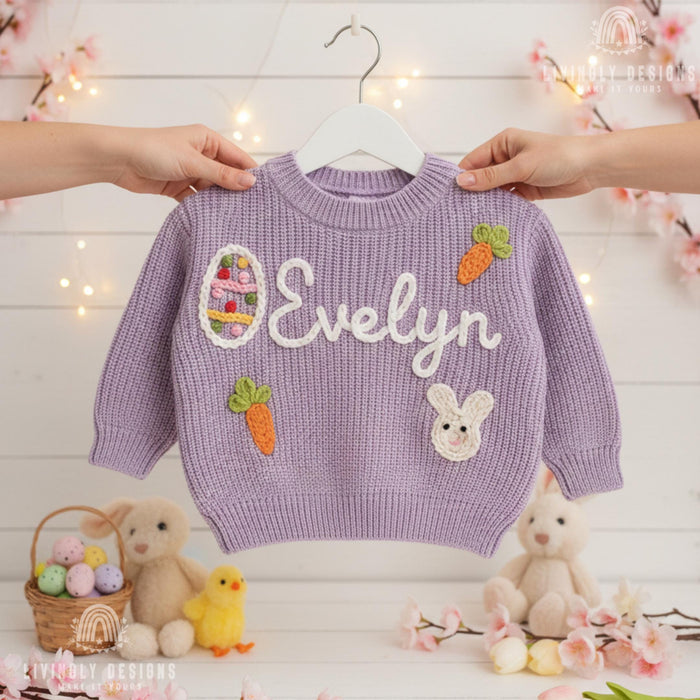 Custom Baby & Kids Jumper with Carrot, Easter Egg and Bunny