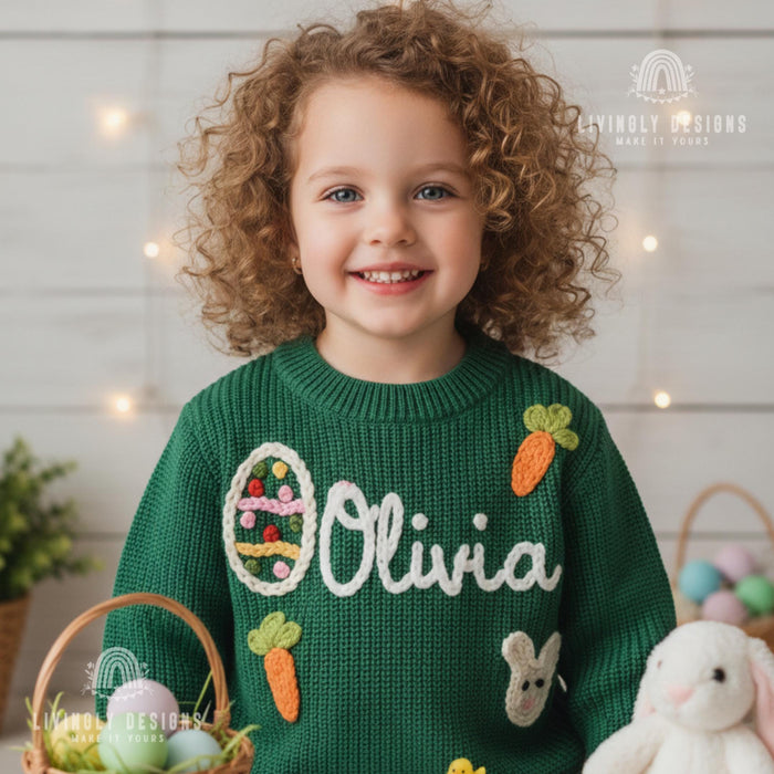 Custom Baby & Kids Jumper with Carrot, Easter Egg and Bunny