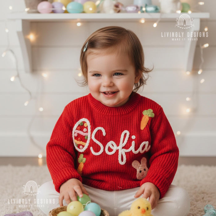Custom Baby & Kids Jumper with Carrot, Easter Egg and Bunny