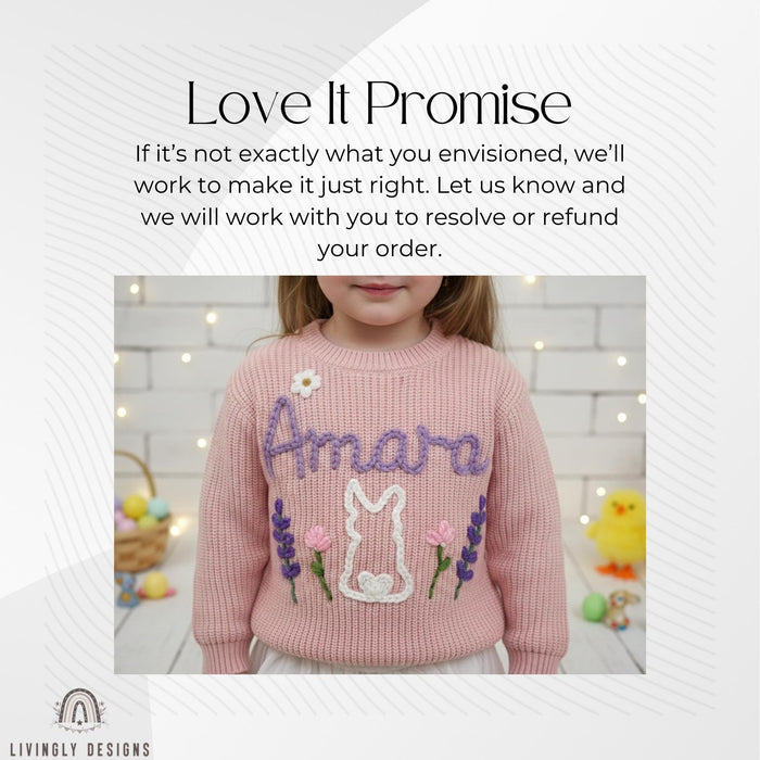 Custom Name Floral Bunny Embroidered Jumper: Easter Keepsake Sweater