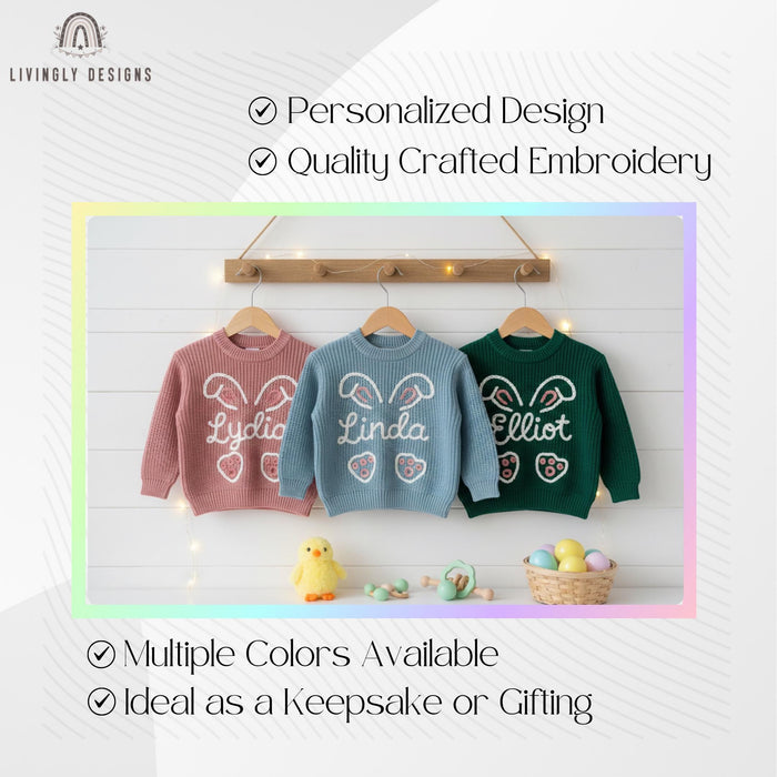 Custom Name Easter Sweater: Baby & Kids Jumper Name within Bunny Keepsake Gift