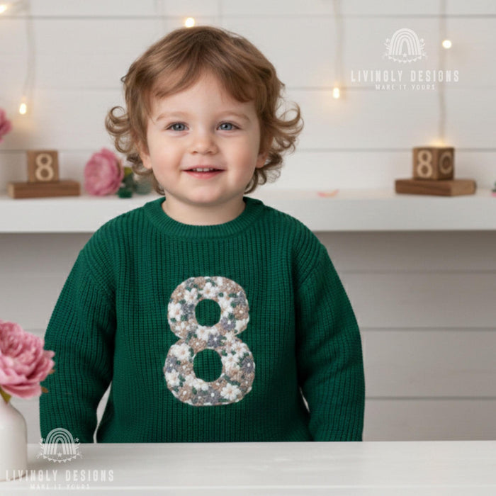 Custom Birthday Floral Number Embroidered Baby Jumper