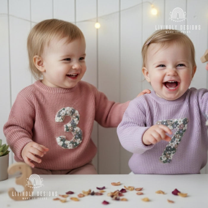 Custom Birthday Floral Number Embroidered Baby Jumper