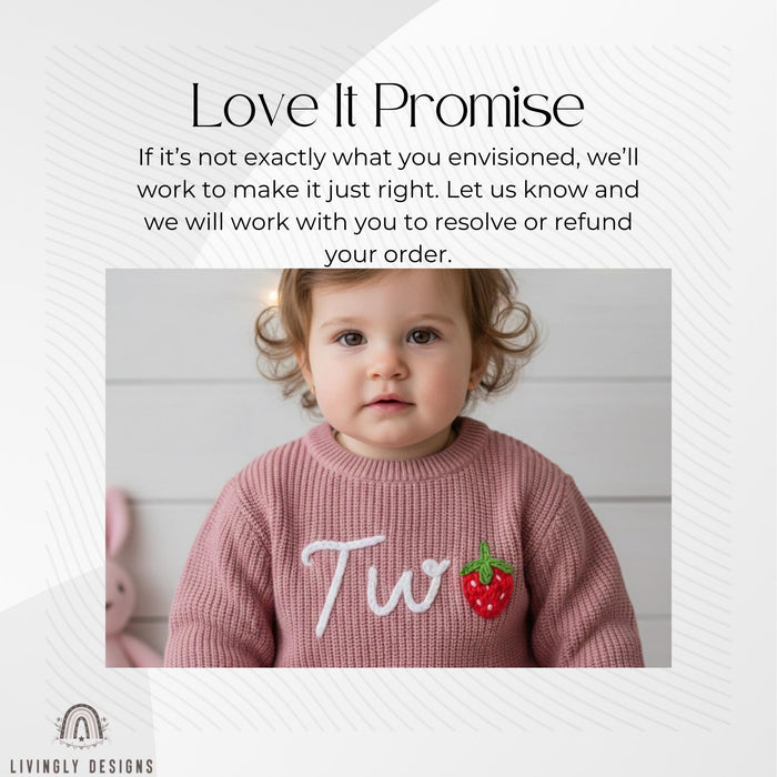 Personalized Number/Age Birthday Knit Sweater with Strawberry Detail