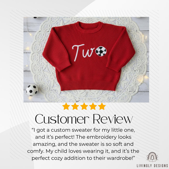 Personalized Number/Age Birthday Knit Sweater with Soccer Detail