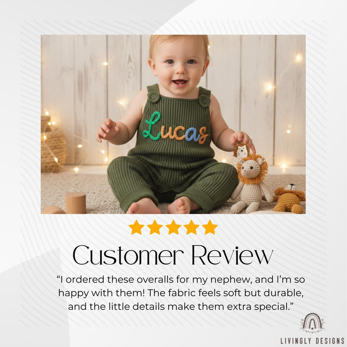 Personalized Knit Baby Overalls: Custom Name Romper