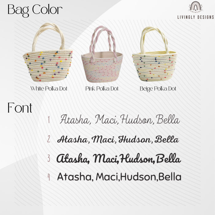 Custom Embroidered Rope Basket: Easter Tote Bag