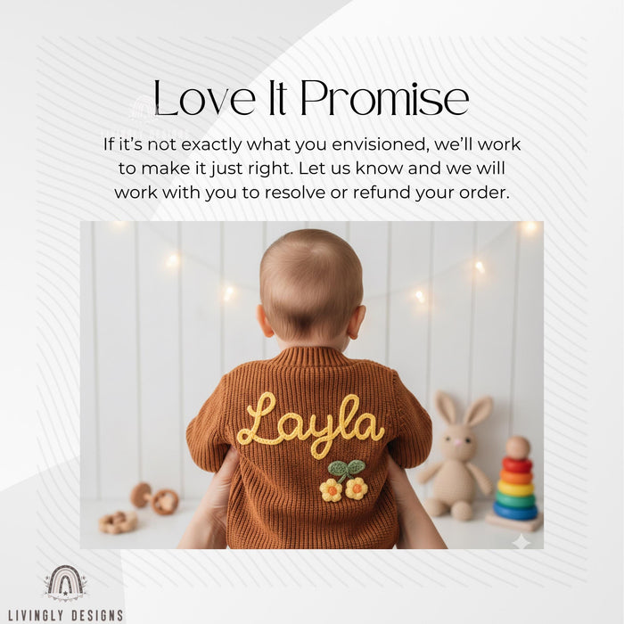 Custom Baby Name Cardigan | Personalized Knit Jumper | Embroidered Infant Sweater | Unique Baby Gift