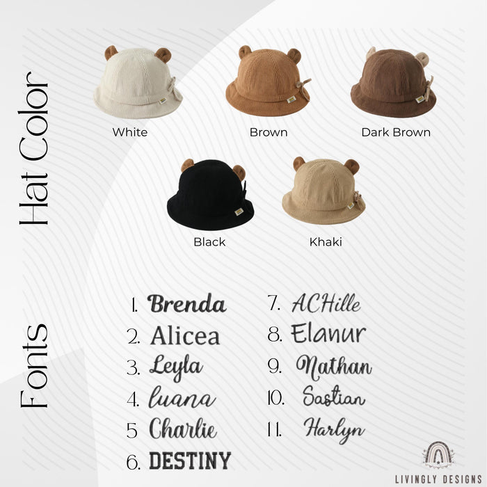 Personalized Name Toddler Cap with Ears: Kids Summer Hat