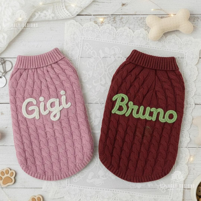 Personalized Knit Puppy Sweater for Small Dogs & Gifts