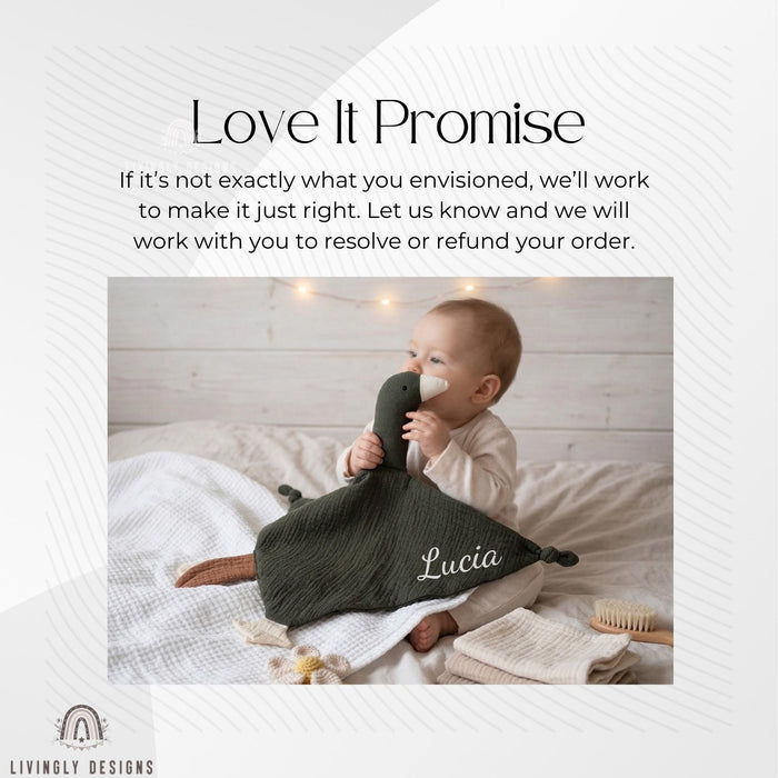 Personalized Goose Lovey Blanket Embroidered Muslin Security Comfort Toy