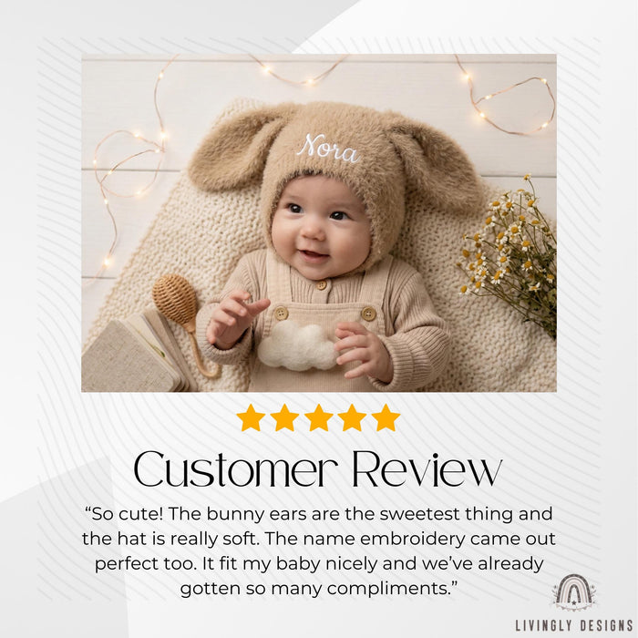 Custom Soft Sherpa Baby Hat with Ears and Personalized Name