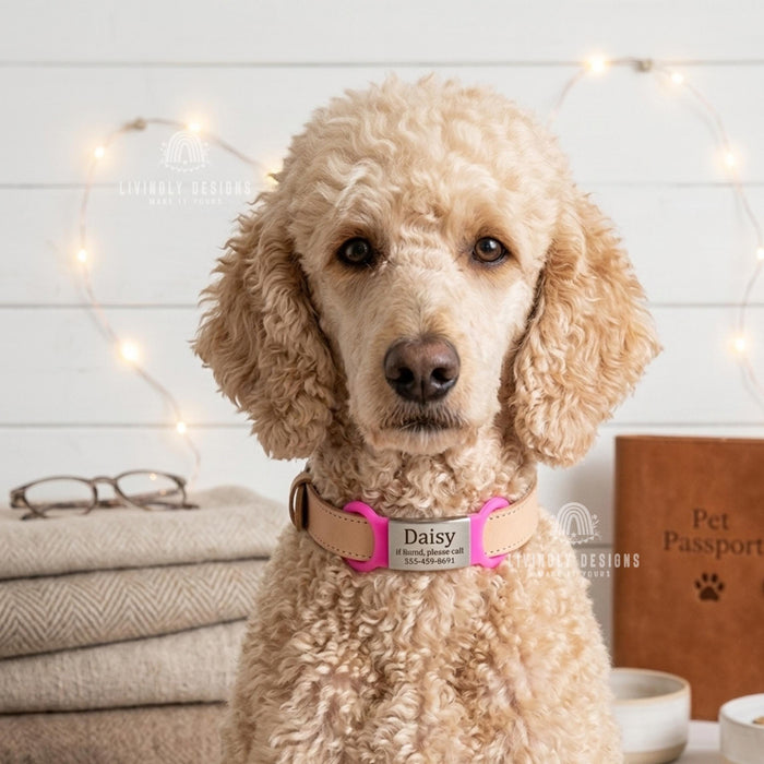 Personalized Dog ID Tag: Custom Engraved Collar Plate for Pets