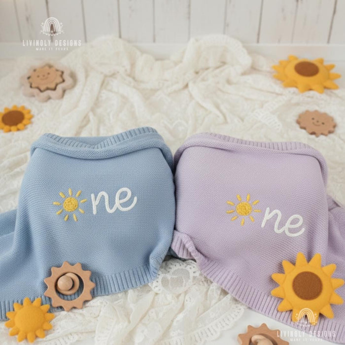 Custom Sun Milestone Baby Blanket Newborn Keepsake