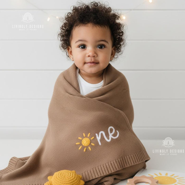Custom Sun Milestone Baby Blanket Newborn Keepsake