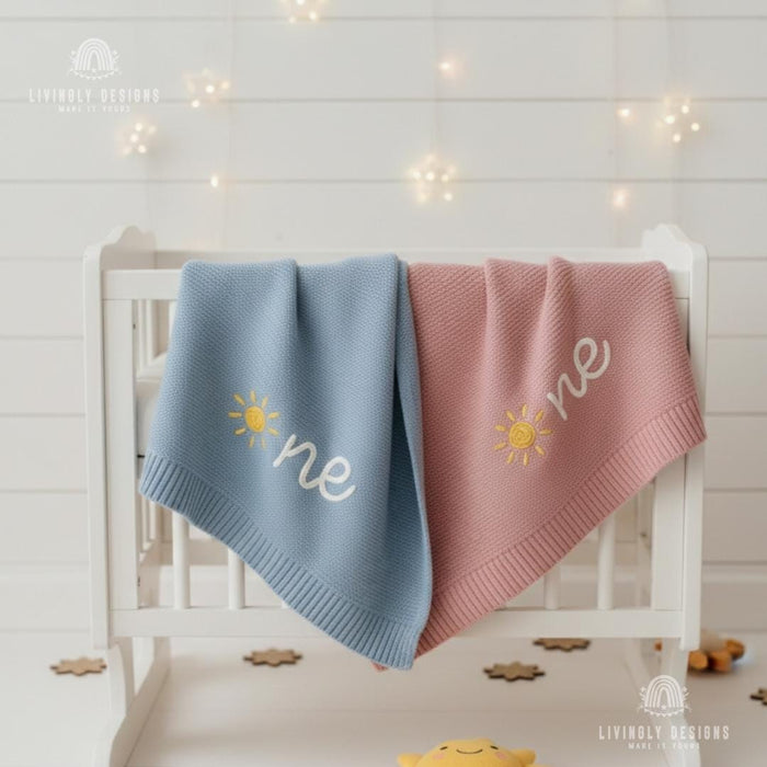 Custom Sun Milestone Baby Blanket Newborn Keepsake