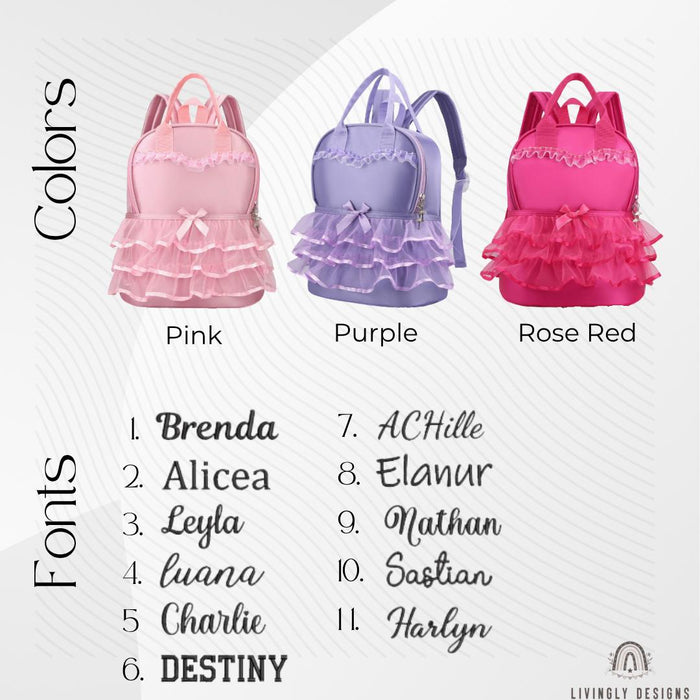 Custom Name Girls Ballet Tutu Dance Bag