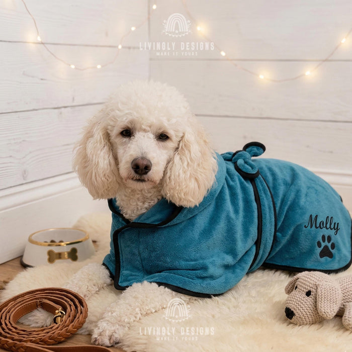 Custom Name Embroidered Bath Robe for Pets