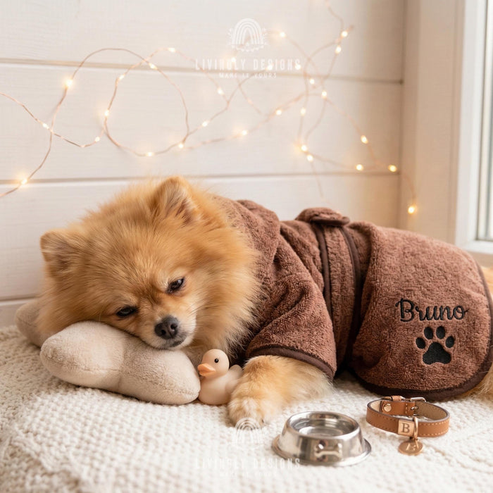 Custom Name Embroidered Bath Robe for Pets