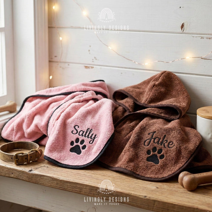 Custom Name Embroidered Bath Robe for Pets