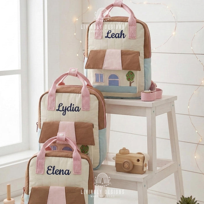 Personalized Preschool Backpack with House Design