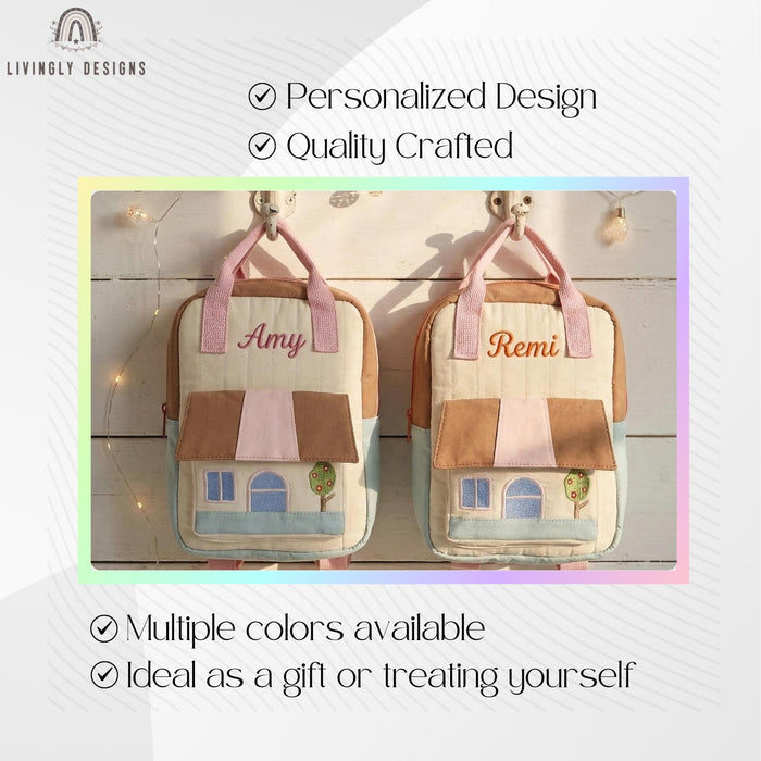 Personalized Preschool Backpack with House Design