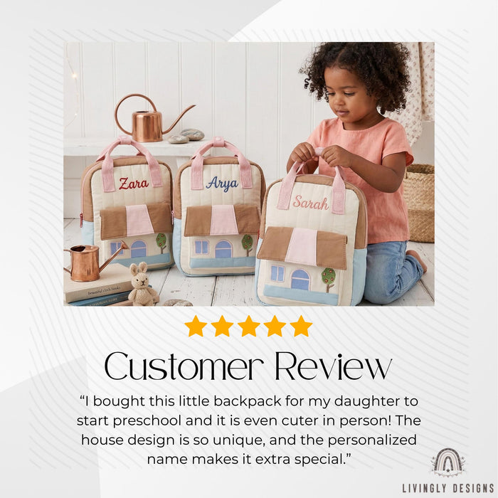 Personalized Preschool Backpack with House Design
