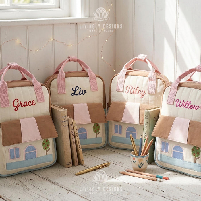 Personalized Preschool Backpack with House Design