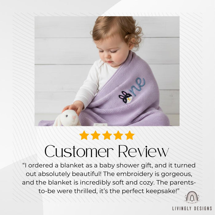 Personalized Bunny Baby Blanket: Custom Name & Number Birthday Blanket