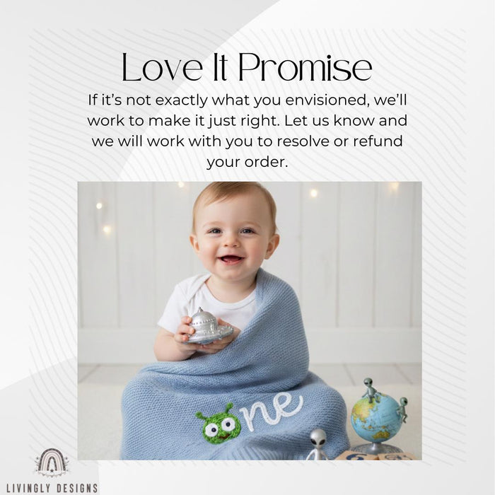 Custom Alien Baby Blanket Personalized Knit Milestone Blanket (One/Two)