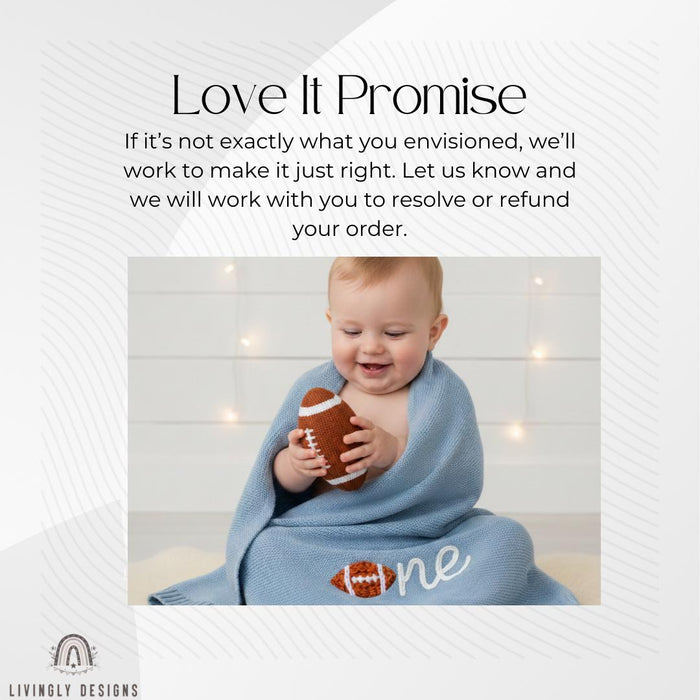 Personalized Football Baby Blanket Custom Name Sports Keepsake