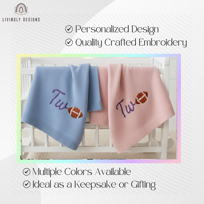 Personalized Football Baby Blanket Custom Name Sports Keepsake