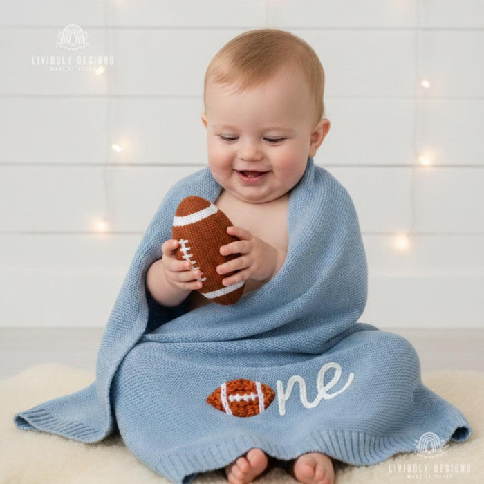 Personalized Football Baby Blanket Custom Name Sports Keepsake