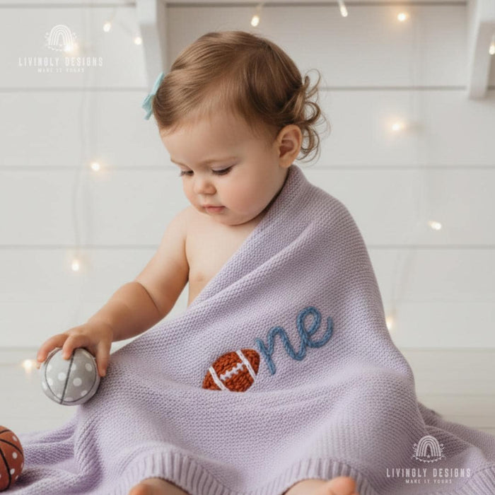 Personalized Football Baby Blanket Custom Name Sports Keepsake