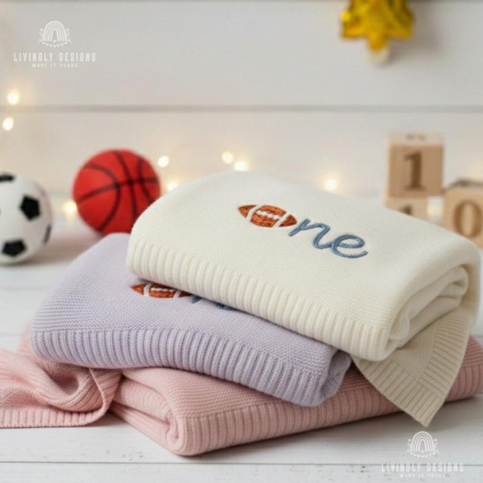 Personalized Football Baby Blanket Custom Name Sports Keepsake
