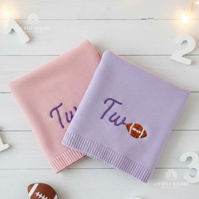 Personalized Football Baby Blanket Custom Name Sports Keepsake