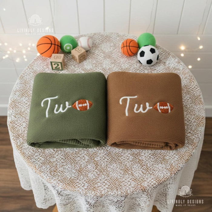Personalized Football Baby Blanket Custom Name Sports Keepsake